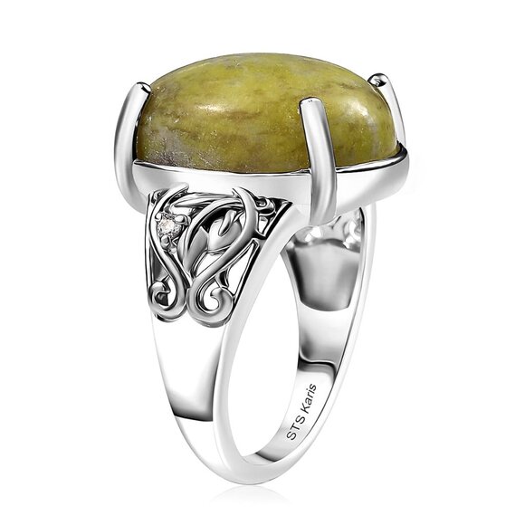 Ring & Pendant Marble and White Zircon 24.25 ctw Ring Size 10 & Pendant 20" - Picture 5 of 8